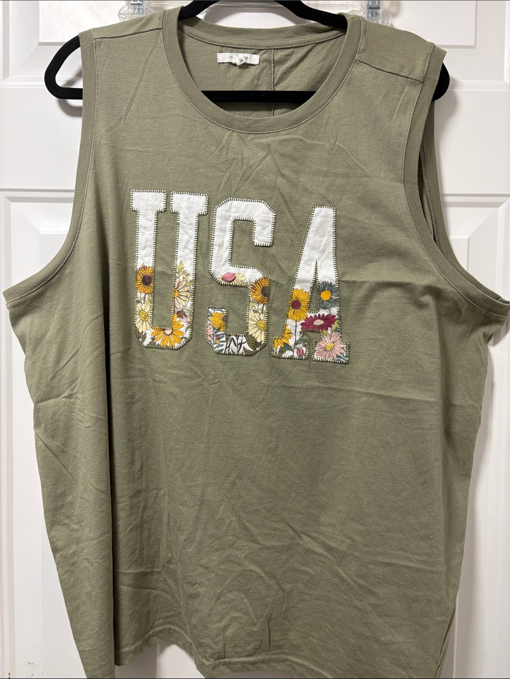 Maurices Olive Floral USA Muscle Tank